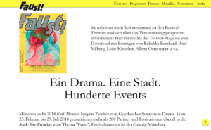 Screenshot der Homepage des Faust-Festivals München